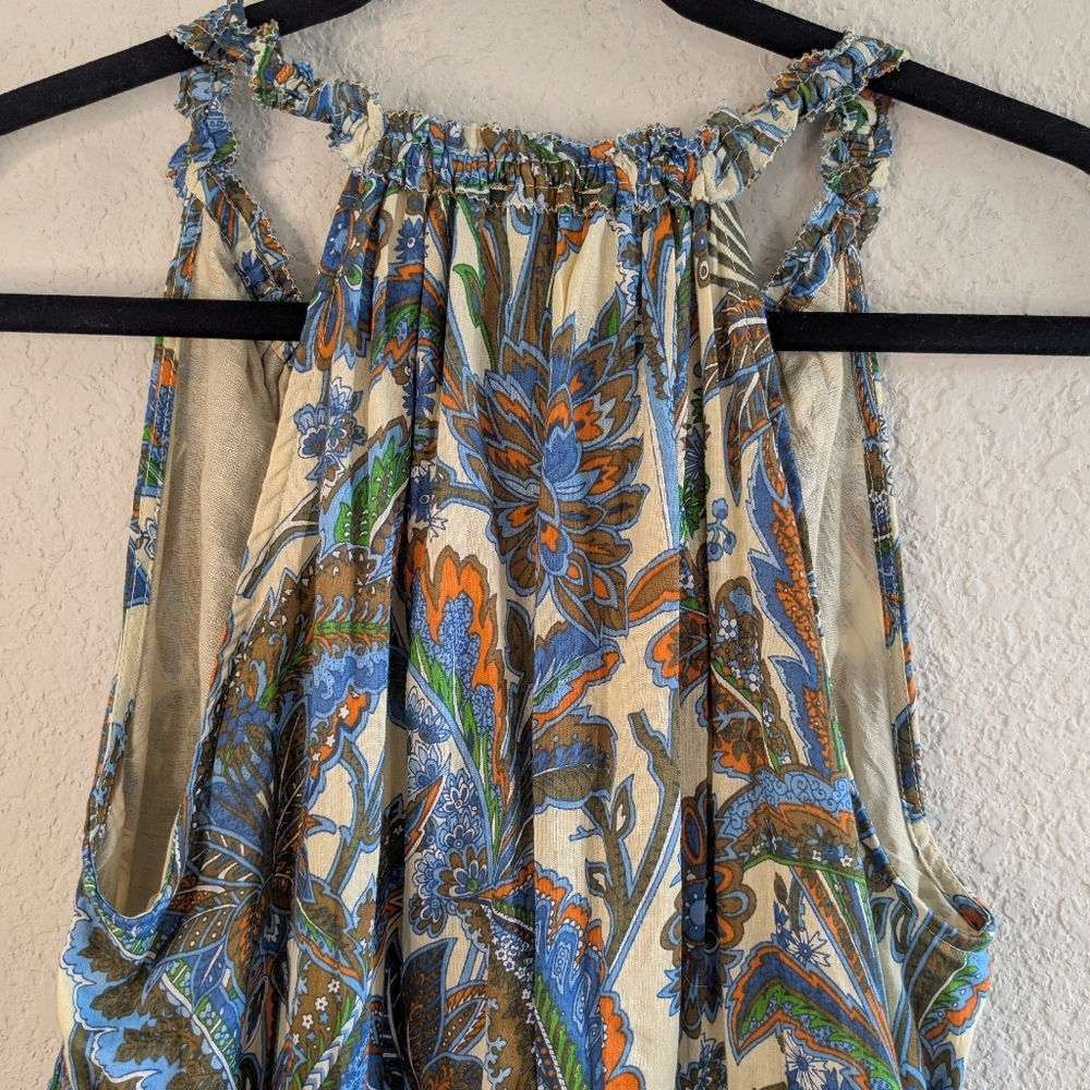 House Of Harlow 1960 Maxi Dress M Halter Neck Tiered Skirt Paisley Boho 70's - Picture 4 of 9